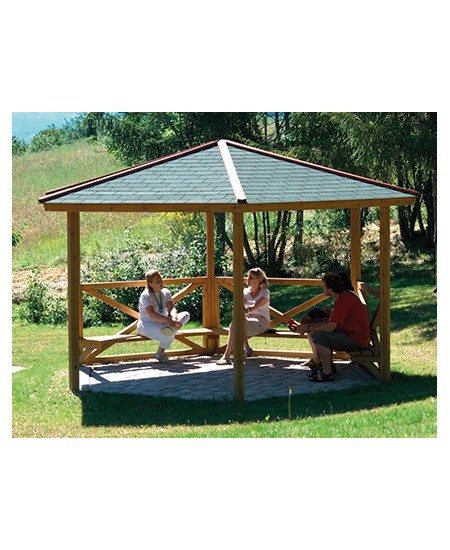 Gazebo esagonale D.4,8mt con plinti h600