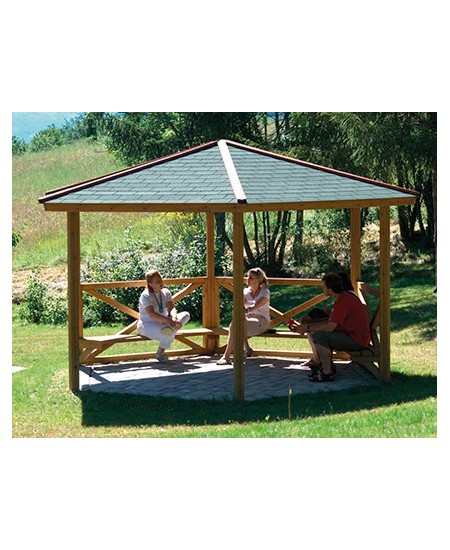 Gazebo esagonale D.4,8mt con plinti h600